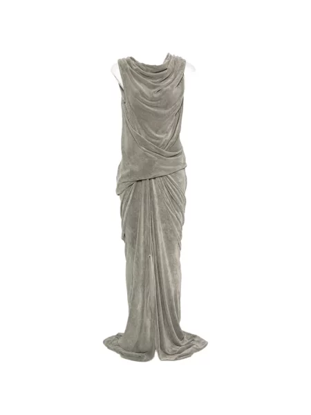 Rochie maxi Rick Owens de catifea drapată gri