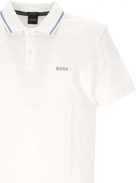Tricou polo Boss cu broderie alb