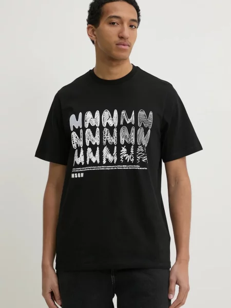Тениска MSGM с принт черно