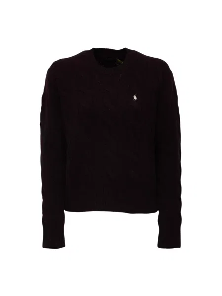 Dzianinowy sweter Polo Ralph Lauren brązowy