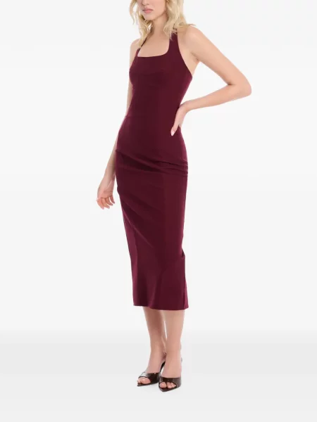 Rochie midi Axel 113 cu gât halter roșu