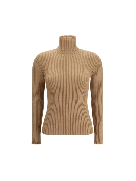 Golf sweter z golfem Max Mara z kaszmiru beżowy