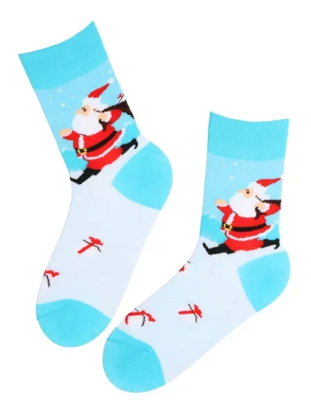 Sokisahtel Čarape KIT cotton socks with a Santa svijetloplava
