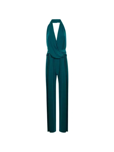 Salopetă The Andamane drapată cu gât halter verde