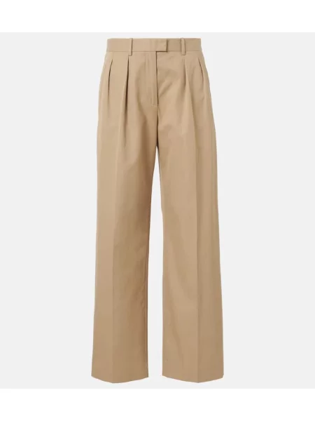 Pantaloni The Row din cașmir bej