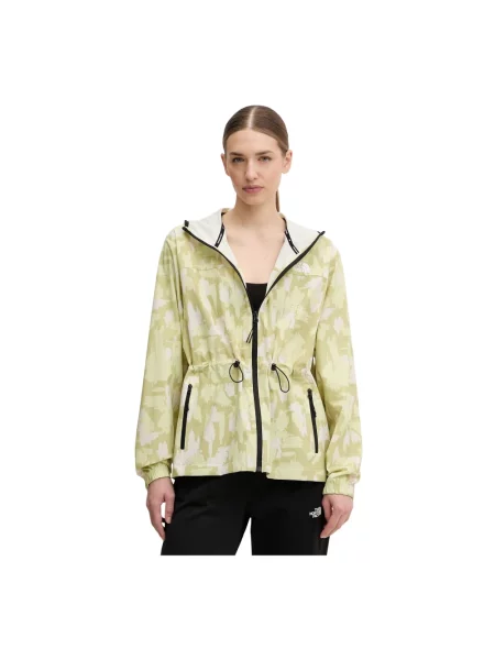 Kurtka The North Face z kapturem z nadrukiem zielona