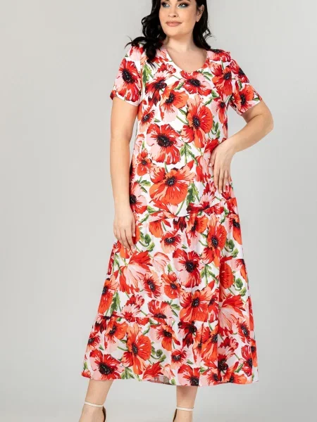 Сукня міді All Posa віскоза/модал червоний