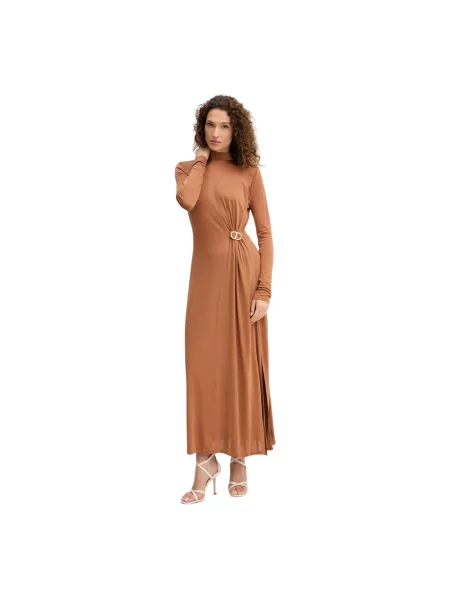 Twinset sukienka maxi prosta brązowy