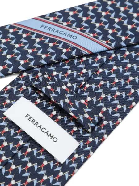 Cravată Ferragamo de mătase cu imagine albastru
