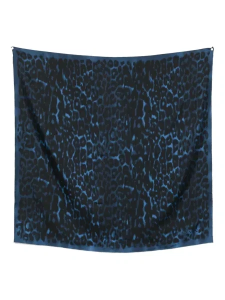 Fular Lanvin de mătase cu imagine cu model leopard albastru