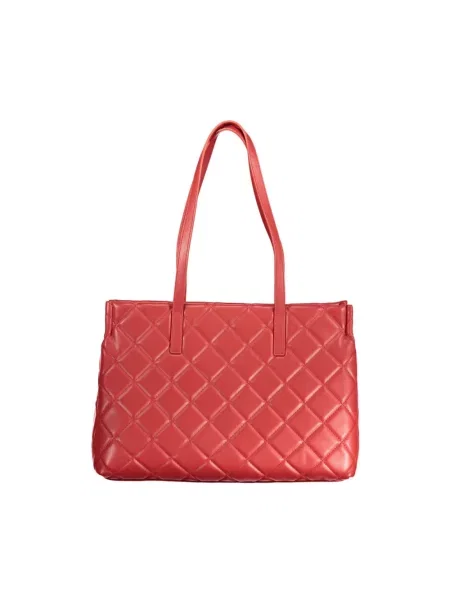 Lniana shopperka Valentino By Mario Valentino pikowana czerwona