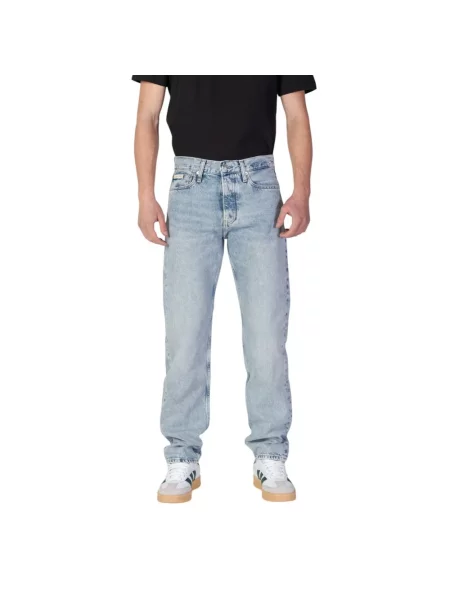 Jeansy straight leg Calvin Klein Jeans niebieskie