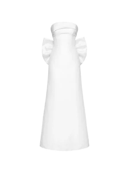 Rochie maxi Post Meridiem cu funde fără bretele alb