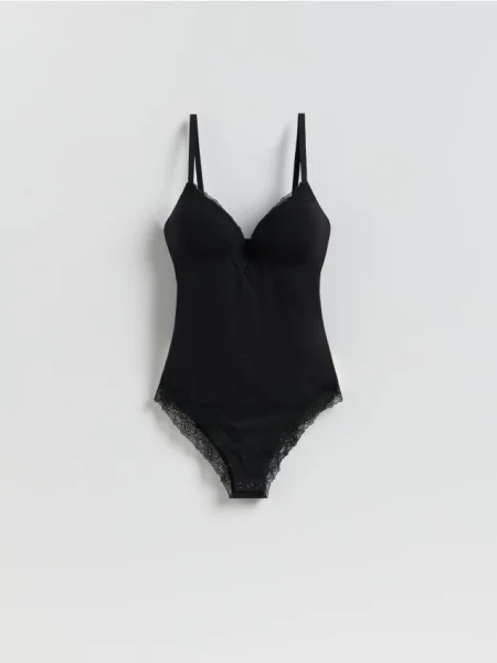 Reserved Body z miseczkami push up czarny