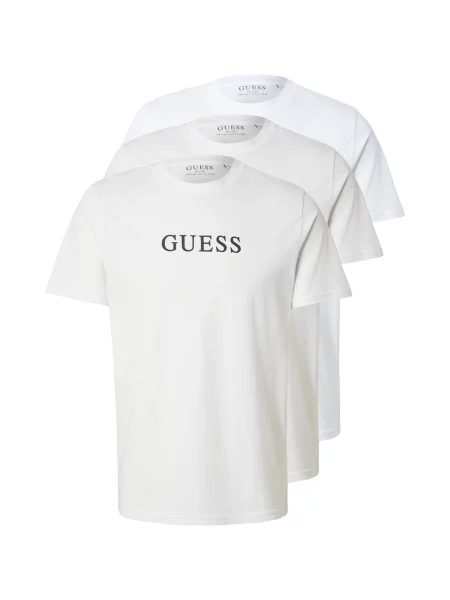 GUESS Tricou negru murdar / natural alb