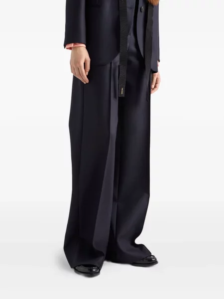 Pantaloni Prada cu model herringbone albastru