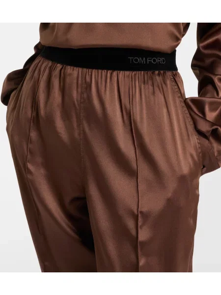 Pantaloni Tom Ford de mătase maro