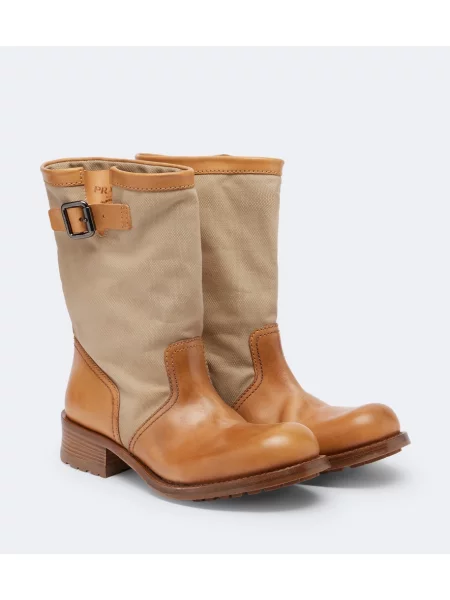 Botine Prada din piele maro