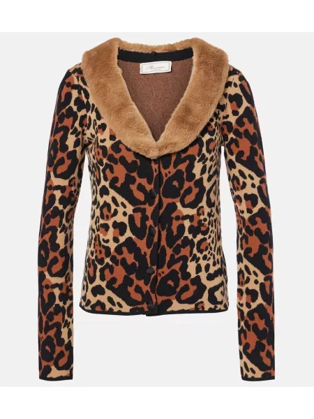 Cardigan Blumarine cu imagine cu model leopard din jacard