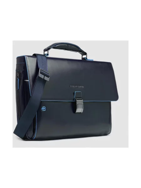 Torba na laptopa Piquadro skórzana niebieska