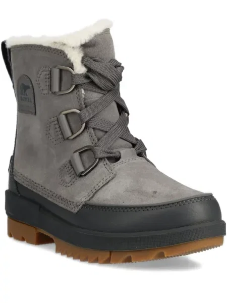 Botine Sorel cu șireturi din dantelă gri