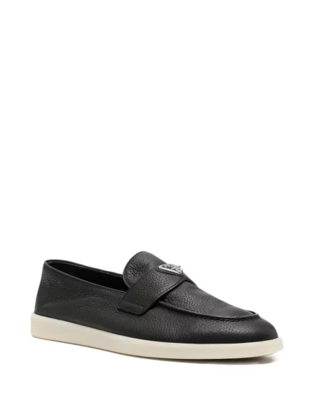 Pantofi loafer Prada cu autograf negru