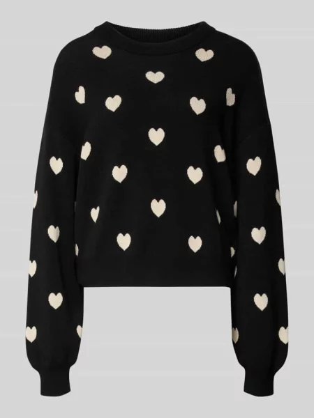Sweter z dzianiny z bufiastymi rękawami model ‘CHARLOTT’ Noisy May biały