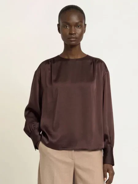 Inwear Košilová Halenka Oliveiw Dawn Z Saténu tmavě hnědá