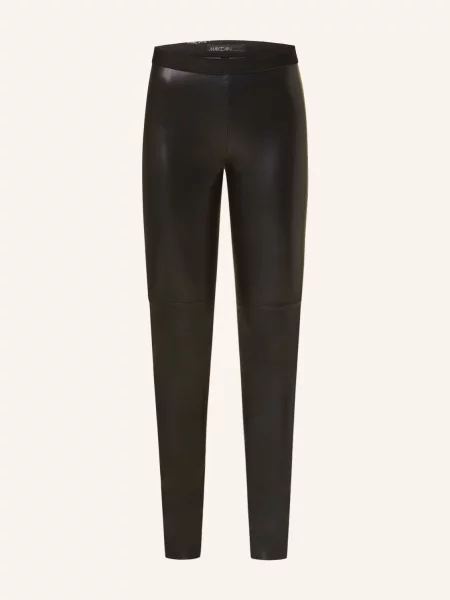 Marc Cain Legginsy Z Imitacji Skóry schwarz czarne