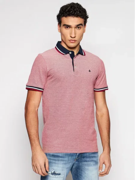Polo majica Jack&jones s kratkimi rokavi rdeča