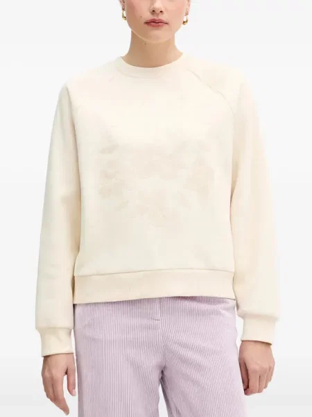 Hanorac crewneck Benetton cu model floral cu decolteu rotund