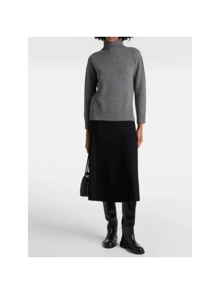 Lniany sweter z golfem Max Mara szary