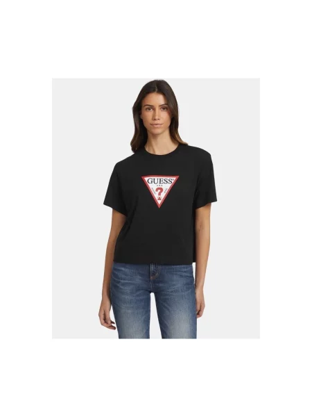 Zkrácené tričko Guess Jeans černé
