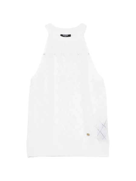 Top Balmain fără mâneci alb