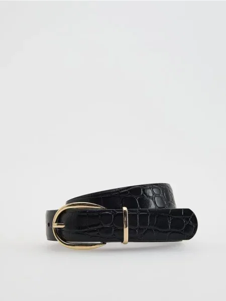 Reserved Шкіряний з тваринним мотивом чорний