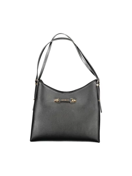 Lniana torebka hobo Guess czarna