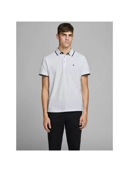 Koszulka polo o kroju regular fit z wyhaftowanym logo model ‘PAULOS’ Jack & Jones białe