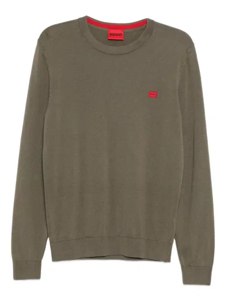 Pulover Hugo cu broderie gri