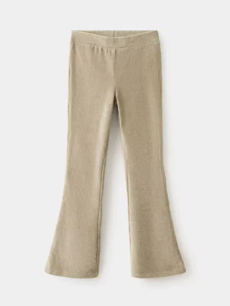 Legginsy flare ze sztruksu średni Dzieci 11 MANGO KIDS brązowy