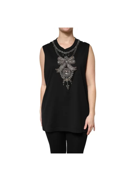 Top Dolce And Gabbana z kamieniami czarny