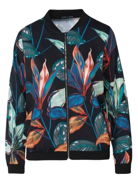 KOROSHI Geacă de primăvară-toamnă albastru marin / verde petrol / portocaliu homar alb