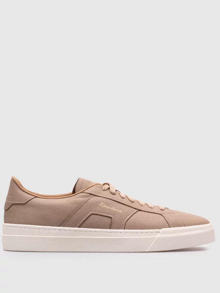 Шкіряні кеди з логотипом Santoni бежеві