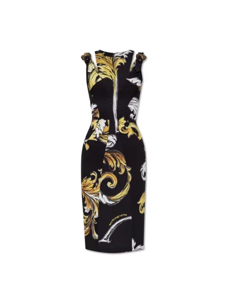 Sukienka jeansowa Versace Jeans Couture z nadrukiem czarna
