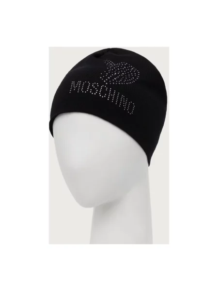 Moschino czapka wełniana czarna