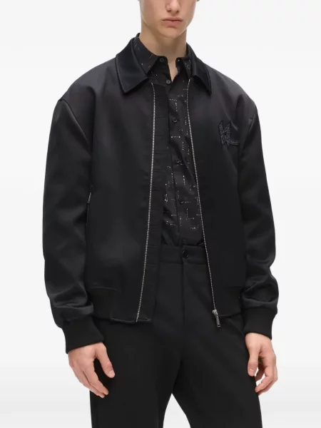 Geacă bomber Karl Lagerfeld din satin negru