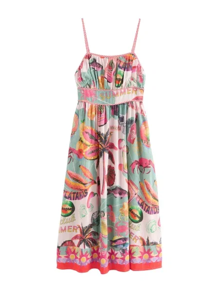 Next Rochie mentă / pin / portocaliu homar / roz verde