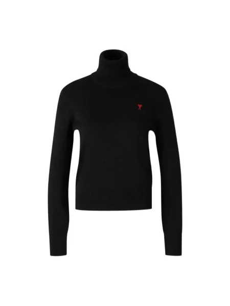 Sweter z golfem Ami Paris czarny