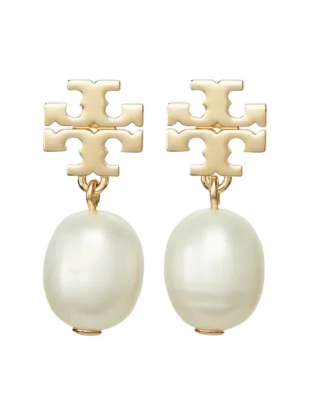 Tory Burch Kolczyki KIRA PEARL DROP żółte