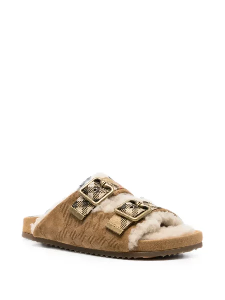 Sandale Burberry în carouri cu cataramă maro
