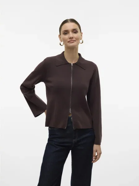 VERO MODA Geacă tricotată VMHanna amestecat maro